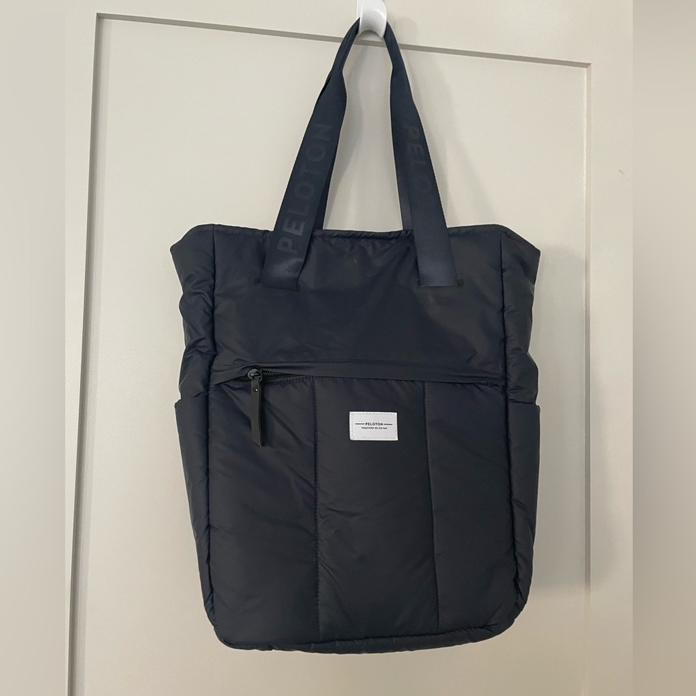 Peloton Black Tote/Gym Bag New without Tags Dark Blue Puffer Material
